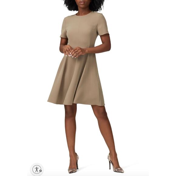 Theory Taupe Short-Sleeve A-Line Dress – Size 4 - Picture 1 of 7